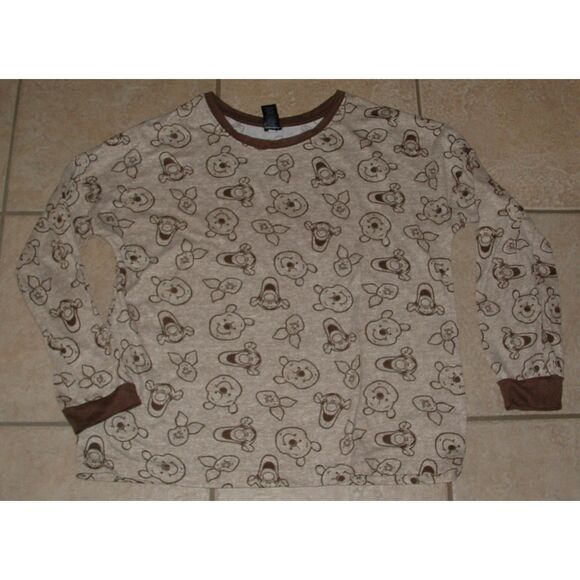 DISNEY Sz Large Brown WINNIE THE POOH TIGGER Stretchy 2 Pc Pajama Lounge Set - Picture 2 of 3